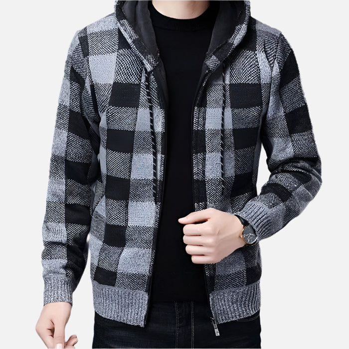 Jaqueta Masculina Xadrez com Capuz