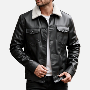 Jaqueta de Couro Masculina Firenzo com Gola Forrada