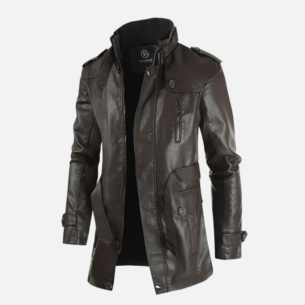 Jaqueta de Couro Masculina Sobretudo Firenzo